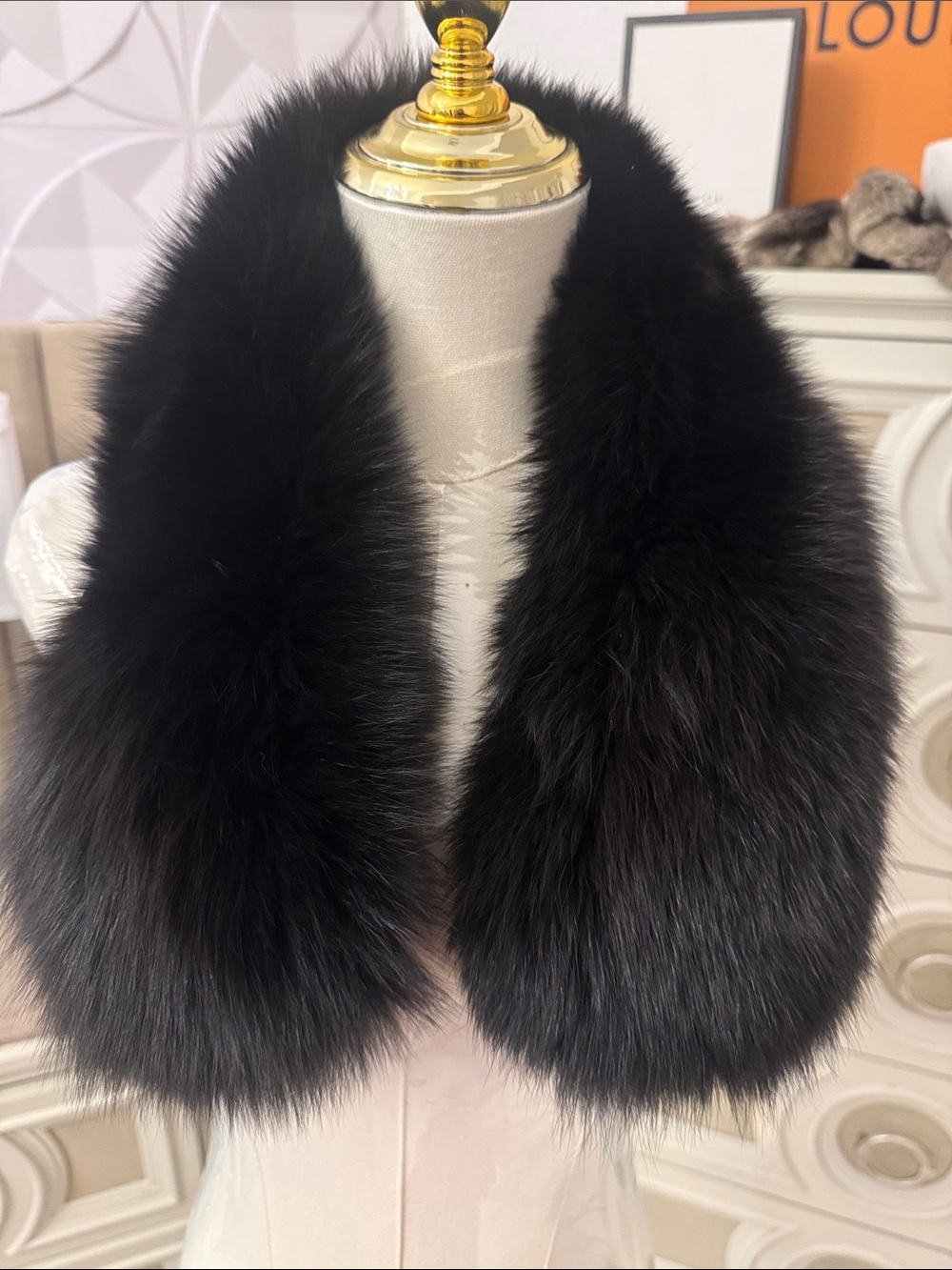 Real black fox  fur scarf